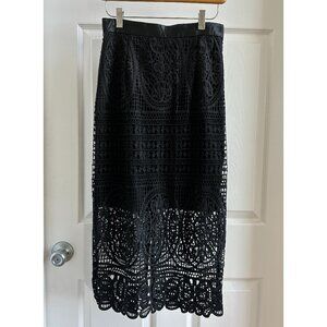 Black crochet pencil skirt